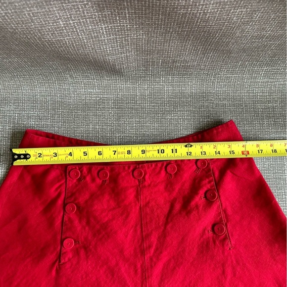 J Crew Red Linen A Line Sailor Skirt size 6 - Picture 7 of 10